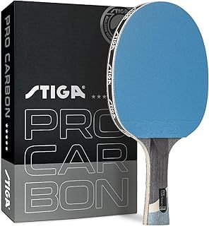 STIGA Pro Carbon Performance-Level Table Tennis Racket with Carbon Technology for Tournament Play - Red and Blue Colors