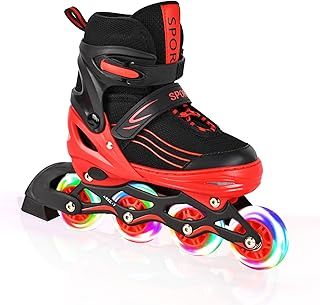 MGYZM Inline Skates for Children, Adjustable Inline Skates for Children, Adults, Girls and Boys Inline Skates, Roller Skates for Indoor and Outdoor Use, Red