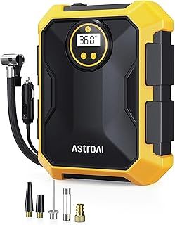 AstroAI Tyre Inflator 12V DC Portable Air Compressor, Car Accessories, Auto Tyre Pump 101PSI with LED Light, Digital Air Pump for Car Tyres Bicycles Other Inflatables