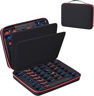 Miniature Storage Carrying Figure Case - 84 Slot Figurine Minature Carrying Case with Foam Layer for Miniatures Compatible with 40k, DND & More-84red