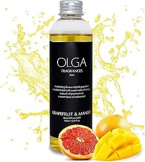 OLGA Grapefruit Mango Reed Diffuser Refill - 180ml Gift Set - Room & Bathroom Scent Diffuser