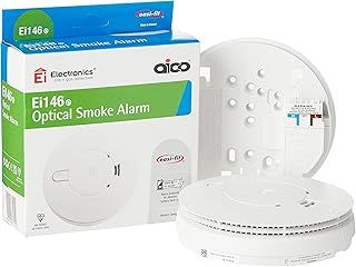 Aico Ei146e Optical Smoke Alarm AC mains power supply and 9V alkaline battery back-up.