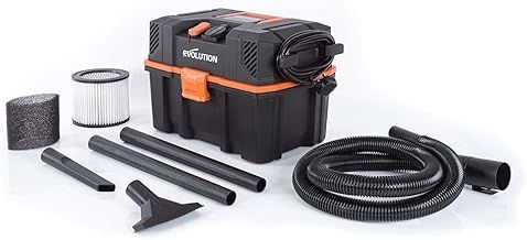 Evolution Power Tools R15VAC Vacuum Cleaner Wet and Dry Vac, Portable and Lightweight Ideal Dust Extractor for Saw Dust in Workshops, With Power Take-Off, Corded, Orange