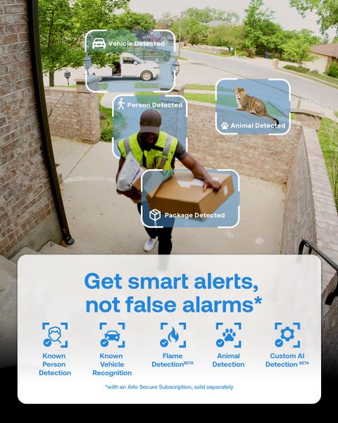 Arlo Floodlight Security Camera Outdoor and HD Video Doorbell, Quality 2K HDR, Colour Night Vision, Ringing Alarm Siren, Up to 2000 Lumen, 2-Way Talk, Trial of Arlo Secure Included, White