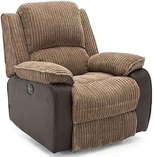 POSTANA JUMBO CORD FABRIC POWER RECLINER ARMCHAIR ELECTRIC SOFA RECLINING CHAIR (Brown)