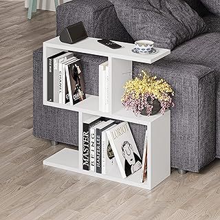 Hocuspicus HOCUS PICUS 2 Tier Storage End Side Table | Versatile C Table | 60x60x19.5cm | Shelves Organizer | Office Living Room End Desk Stand Display (White)