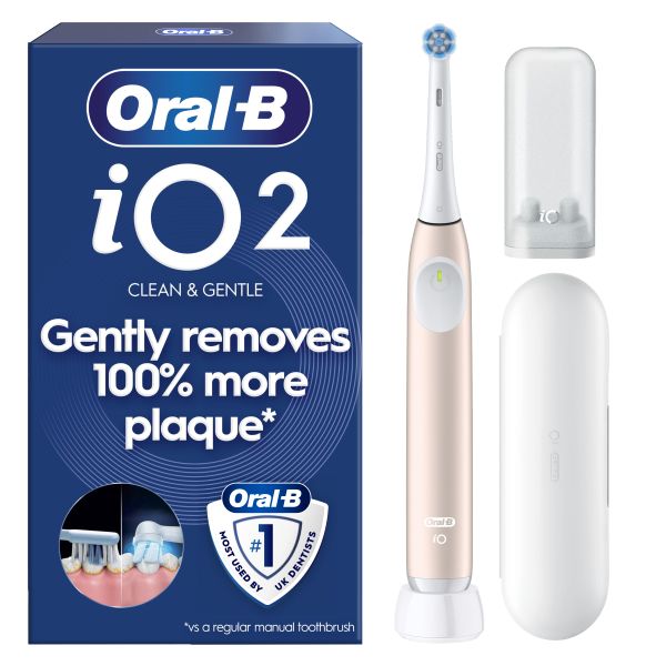 Oral-B iO2 Electric Toothbrush for Adults, Calm Pink, with Travel Case