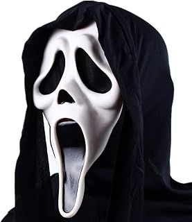 GALER Halloween Scream Mask, Ghostface Mask Scream Costume, Latex Halloween Mask Horror Costume Creepy Scary Ghost Face Mask, Terrifier Costume for Carnival Halloween, Black