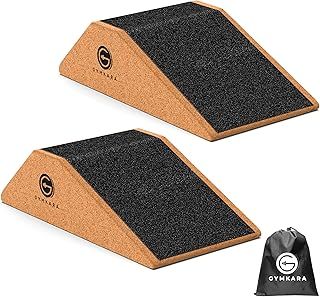 Cork Squat Wedge Block 2 Pack - Non Slip Heel Elevated Wedge and Calf Raise Block - Slant Board for Avoiding Muscle Strain and Optimizing Squat Form