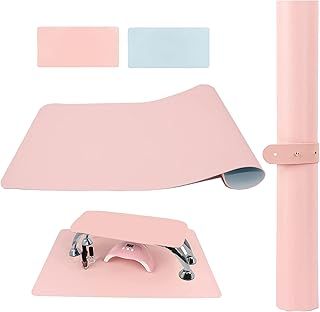 (MAT ONLY) White Nail Arm Rest Mat, AMOYUN Double-sided Nail Art Table Pad for Manicure Pillow Nail Cushion Soft Microfiber Leather Nail Mat Nail Desk Pad Nail Technician Accessories for Nail Salon