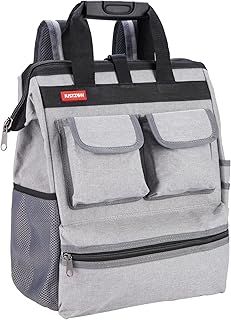 Justzon Backpack Tool Bag with Padded Back Support Heavy Duty Tool Kit Carrier Storage Bags for Electrician, Plumber, HVAC, Cable Repairman