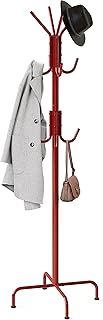 Simple Houseware Standing Coat and Hat Hanger Organizer Rack, Red
