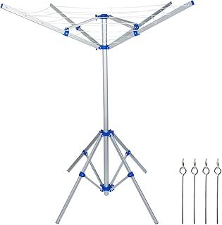 JOULIR Clothes Airer Clothes Drying Racks 4 Arm Rotary Washing Line Airer Portable Foldable Freestanding Clothes Line Indoor Outdoor Umbrella-Style Clothes Drying Rack Aluminum Alloy Material