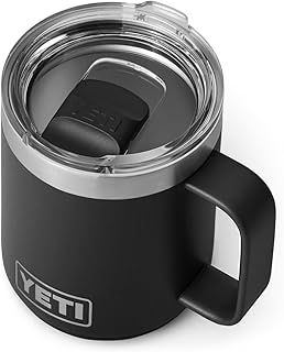 YETI Rambler Mug, Vacuum Insulated Stainless Steel Stackable Mug with Magslider Lid, Black, 10 oz (296 ml)