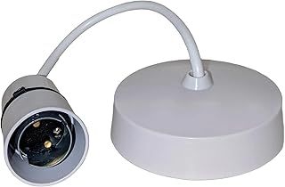 6" Ceiling Rose & Light Pendant Set – White Plastic Lamp Holder – Durable & Easy to Install – Ideal for Ceiling Lights, Chandelier & Pendant Fixtures – Secure Fitting for Standard Bulb Installations.