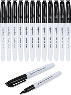 Amazon Basics Permanent Markers - Black - Pack of 12
