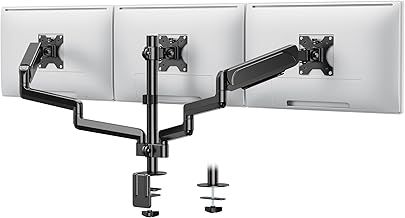 VonHaus Triple Monitor Stand for 13-27" Screens, Three Screen Mount with Clamp & Gas Spring Arms, Height Adjustable Easy Assemble Stand with Full Tilt, Rotation & Swivel, VESA: 75x75 & 100x100mm