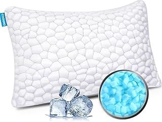 SUPA MODERN Cooling Pillows for Sleeping 1 Pack Adjustable Bed Pillow Gel Shredded Memory Foam Pillow with Hypoallergenic Cover & Adjustable Loft Neck Pillows for Side Back Stomach Sleepers