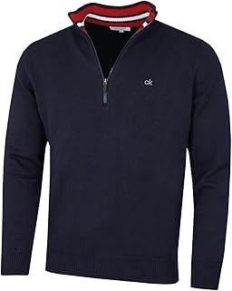 Calvin Klein Mens 2025 Knit Cotton 1/2 Zip Golf CK Top Sweater