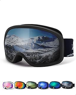 JetBlaze Ski Goggles for Men and Women - OTG for Glasses Wearers, Anti-Fog Snowboard Goggles, Helmet Compatible, Spherical Mirrored Lens