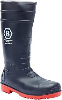 Blackrock Black/Red Safety Wellington with Steel Toe Cap and Midsole for Men with Protective Steel Midsole, Men’s or ladies Safety Wellies for Construction, Gardening, Agriculture – Waterproof