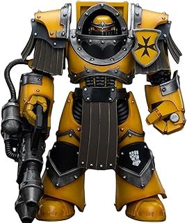 HiPlay JoyToy Warhammer The Horus Heresy Collectible Figure: Imperial Fists Legion Cataphractii Terminator Squad Legion Cataphractii with Heavy Flamer 1:18 Scale Action Figures JT9381