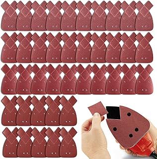 Black and Decker Mouse Sander Pads,40PCS Mouse Sander Pads Assorted Sanding Pads 40/60/ 80/120 Grits with Extra 2 Tips for Replacement,4 Holes Sanding Sheets Fit Black and Decker Detail Palm Sander