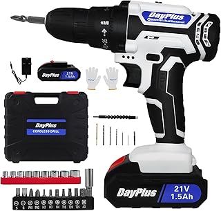 VickyHome 21V Cordless Power Drill, 2 Speed Electric Screwdriver Cordless Drill Set 45NM Cordless Rechargeable Combi Drills, 3/8" Keyless Chuck Battery Drill with 26PCS Drill Bits, Carry Case