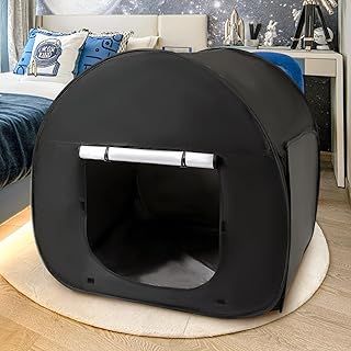 Takezuaa Pop up Tent for Kids,Sensory Blackout Tents,Blackout Play Tents with Curtain Strap and Bag,Pop up Kids Playhouse for Indoor Kid Play Sleep Read,Black Out Sensory Tent For Autistic Children
