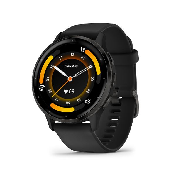 Garmin Venu 3, 45mm GPS smartwatch, AMOLED touchscreen, all-day advanced health & fitness features, voice functionality, music storage, wellness smartwatch with up to 14 days battery life, Black