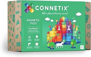 CONNETIX Magnetic Tiles Rainbow Creative Pack, 102 Pieces