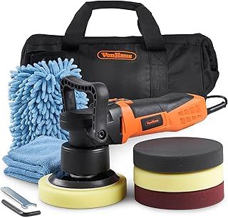 VonHaus Dual Action Polisher Kit, Random Orbit Polishing Machine, 600W Car Buffer, for Buffing Metal, Plastic, Tiles, Car Paint and More, Includes 4 Buffing Pads and Carry Case