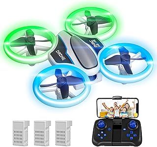 Mini Drone with 720P HD Camera for Kids and Adults, RC Quadcopter with LED Light, 3 Modular Batteries, Headless Mode, 3D Flips, Childrens Drone Toys Gifts for Boys and Girls,M2C Green