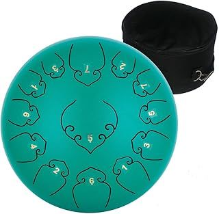 12 Inches 30cm Steel Tongue Drum C Key 13 Notes Percussion Instrument Hand Pan Drum with Drum Mallets/Carry Bag(Green)