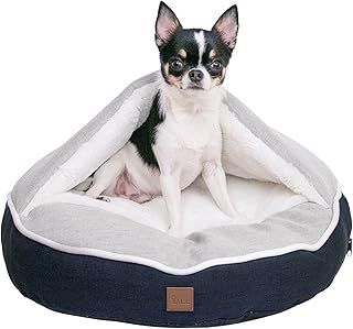 Y’ALL Calming Dog Bed – Round Moon Shape Pet Bed for Small and Medium Dogs and Cats – Super Soft and Self-Warming Orthopedic Dog Beds – Machine Washable Small Dog Bed with Removable Cover (Small)