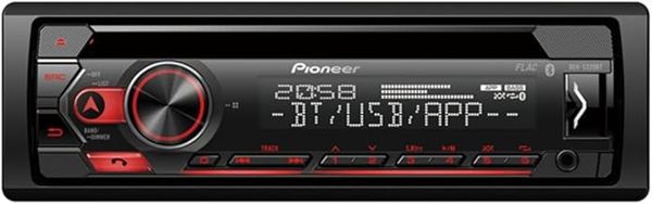 Pioneer DEH-S320BT 1-DIN CD Tuner with Bluetooth, USB, Spotify, Pioneer Smart Sync App and compatible with Android devices.