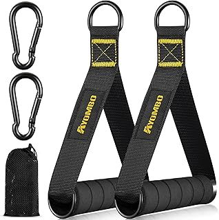 Resistance Band Handle, Heavy Duty Cable Machine Attachment, Strong Nylon Webbing, and Seamless Steel D ring For Fitness Workout Gym Pilates Yoga Crossover Tricep Exercise
