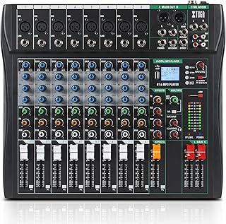 CT80 8 Channel Audio Mixer for PC Recording Professional Sound Mixer Built-in Digital Effect Studio Mixer with 48V Phantom Power RCA Input Output MP3Bluetooth EQ