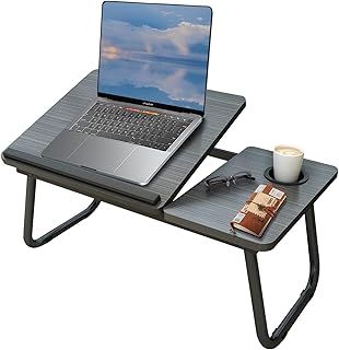 Laptop Desk, Laptop Bed Table with Foldable Legs & Cup Slot, Reading Holder Notebook Stand Breakfast Bed Tray Book Holder for Sofa, Bed, Terrace, Balcony