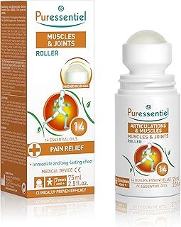 Puressentiel Muscles & Joints Roll-On 75ml – Providing Fast Relief & Naturally Soothes Muscle Pain, Back Pain Relief, Neck Pain Relief & Shoulder Aches. Acupressure Massager & Muscle Rub