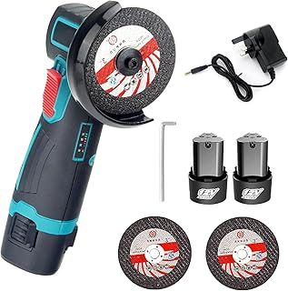 LIROPAU Angle Grinder, 12V Cordless Angle Grinder, Mini Angle Grinder Power Tool with 2 1500mAh Batteries, 2 Cutting Discs, 1 Small Wrench and Charger, for Cutting, Polishing, Grinding, Sharpening