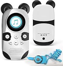 Kids MP3 Player 64GB Bluetooth 5.3, 18 Built-in Sleep Music, Speaker, One-Touch Recording, Cute Panda Portable for Lossless HiFi Sound, FM Radio, Voice Recording