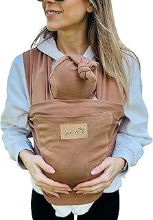 3in1 Baby Carrier Wrap Sling with Bib & Hat | Adjustable, Ergonomic, Stretchy Front Carriers for 0-36 Months 7-35 Lbs Newborns/Toddlers | Easy Wear Shoulder Support Hip Wraps Soft Cotton Infant Holder