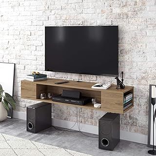 DECOROTIKA Peti Floating TV Stand Cabinet TV Unit Multimedia Storage Shelf Wall Mount Entertainment Unit (Oak)