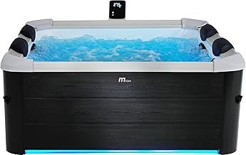 Oslo 6-Person Square Hot Tub Spa – Wi-Fi Controlled Outdoor Bubble Spa with 120 Air Jets, LED Lights, UVC Sanitizer, 850L Capacity, Heats to 40°C, Includes Cover & Accessories