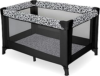 My Babiie Travel Cot - Lightweight, From Birth to 15kg, Easy Fold & Compact, Travel Bag, 120cm x 60cm Padded Mattress - Quilted Black