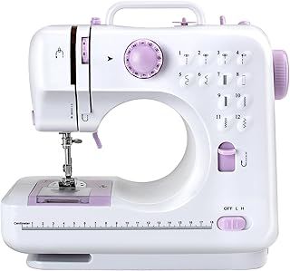 M MUNCASO Sewing Machine for Beginners,12 Stitch Electronic Sewing Machines,Mini Sewing Machine Double-line Two-speed Reverse Stitch with UK Plug