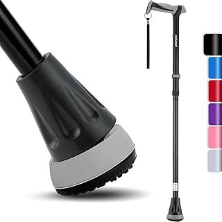 Rehand All Terrain Folding Walking Stick, Walking Sticks for Women & Men, Pivot Tip and Heavy Duty Mobility Aid, Adjustable Walking Stick for Elderly & Ladies