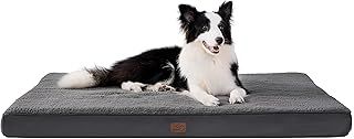 Bedsure Extra Large Dog Bed Washable - Orthopedic Dog Bed and Mattress Mat for Dog Crate with Removable Plush Sherpa Cover, Grey, 112x81x7.6cm