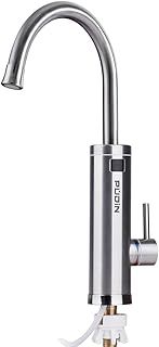 Pudin,220V Electric Instant Heater Tap,Supply Hot and Cold Water,Stainless Hot Water Kitchen Tap with LED Digital Display for Home Facilities(British Plug)(Silver)
